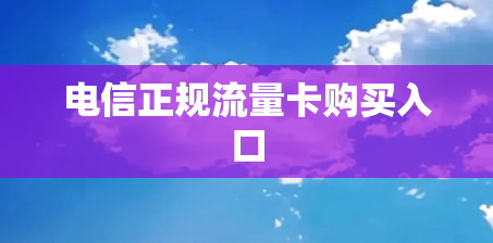 电信正规流量卡购买入口