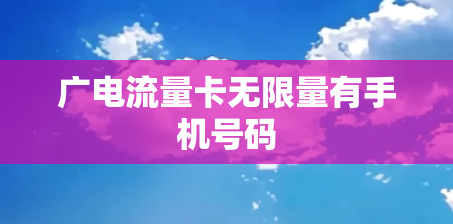 广电流量卡无限量有手机号码