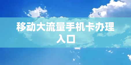 移动大流量手机卡办理入口