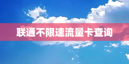 联通不限速流量卡查询