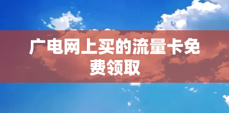 广电网上买的流量卡免费领取