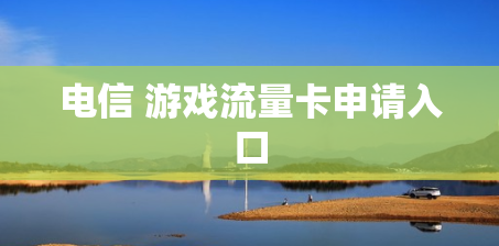 电信 游戏流量卡申请入口