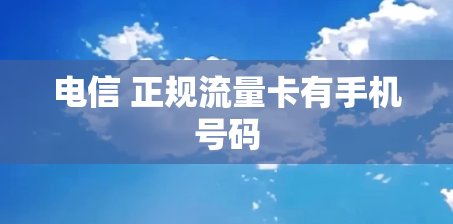 电信 正规流量卡有手机号码