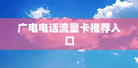 广电电话流量卡推荐入口