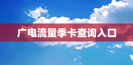 广电流量季卡查询入口