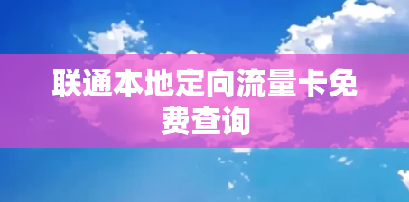 联通本地定向流量卡免费查询