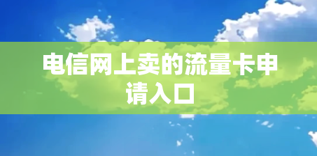 电信网上卖的流量卡申请入口