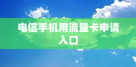 电信手机用流量卡申请入口