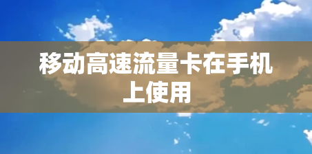移动高速流量卡在手机上使用