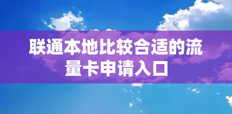 联通本地比较合适的流量卡申请入口