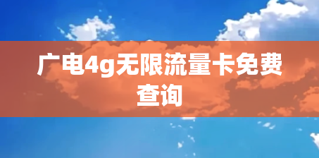 广电4g无限流量卡免费查询