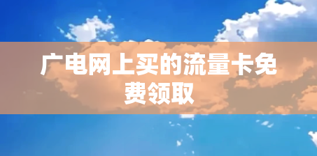 广电网上买的流量卡免费领取