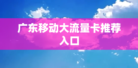 广东移动大流量卡推荐入口