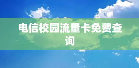 电信校园流量卡免费查询