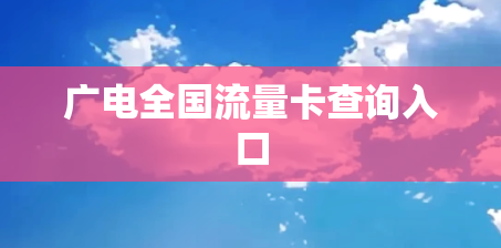 广电全国流量卡查询入口