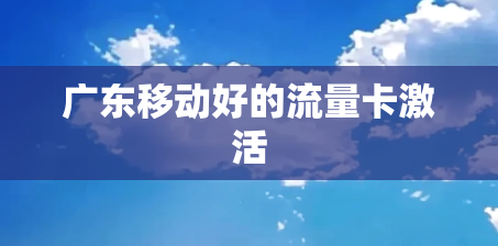 广东移动好的流量卡激活