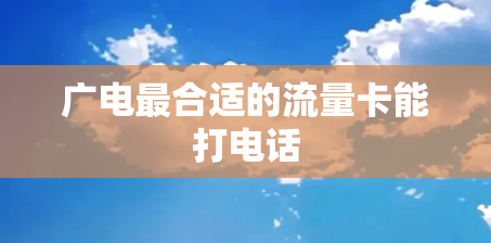 广电最合适的流量卡能打电话