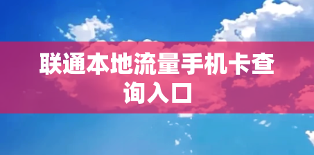联通本地流量手机卡查询入口