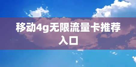 移动4g无限流量卡推荐入口