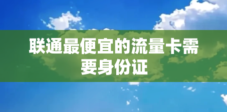 联通最便宜的流量卡需要身份证