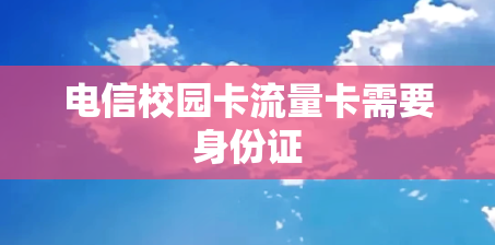 电信校园卡流量卡需要身份证