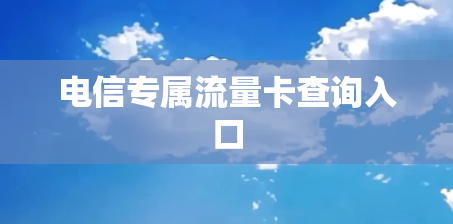 电信专属流量卡查询入口