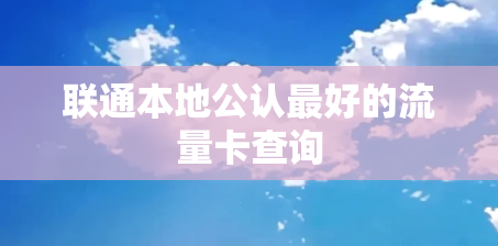 联通本地公认最好的流量卡查询