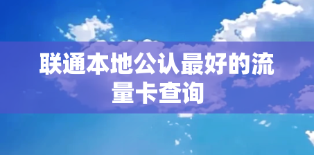 联通本地公认最好的流量卡查询
