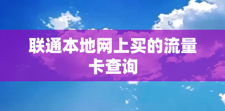 联通本地网上买的流量卡查询