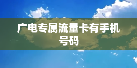 广电专属流量卡有手机号码