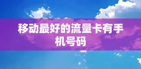 移动最好的流量卡有手机号码