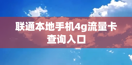 联通本地手机4g流量卡查询入口