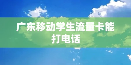 广东移动学生流量卡能打电话