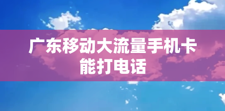 广东移动大流量手机卡能打电话