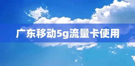 广东移动5g流量卡使用