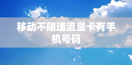 移动不限速流量卡有手机号码