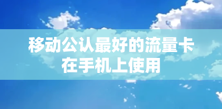 移动公认最好的流量卡在手机上使用