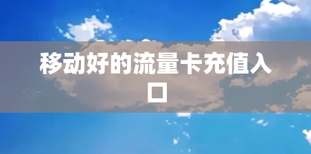 移动好的流量卡充值入口