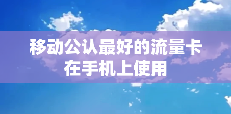 移动公认最好的流量卡在手机上使用