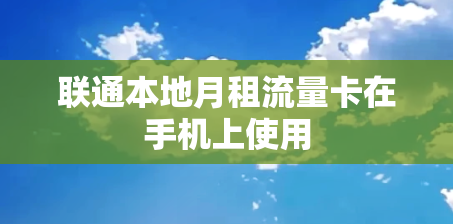 联通本地月租流量卡在手机上使用