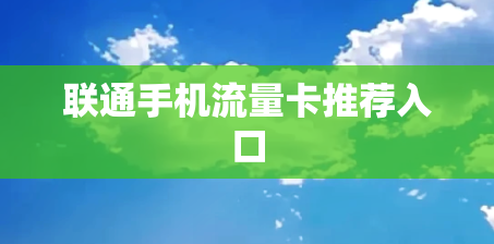 联通手机流量卡推荐入口