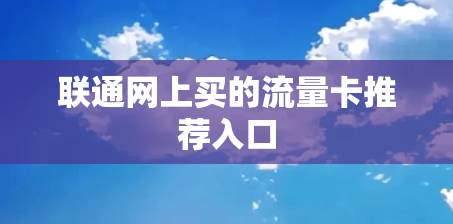 联通网上买的流量卡推荐入口