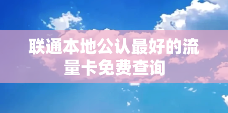 联通本地公认最好的流量卡免费查询