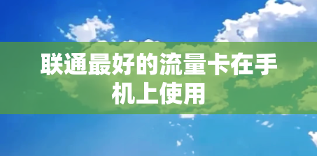 联通最好的流量卡在手机上使用