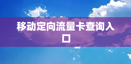 移动定向流量卡查询入口