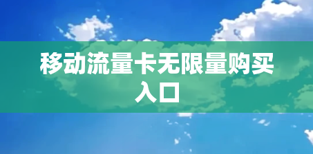 移动流量卡无限量购买入口