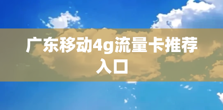广东移动4g流量卡推荐入口