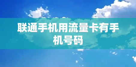 联通手机用流量卡有手机号码