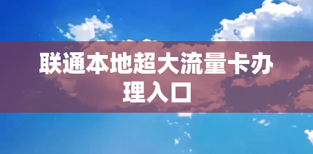 联通本地超大流量卡办理入口