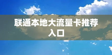 联通本地大流量卡推荐入口